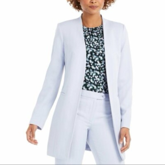 Calvin Klein Jackets & Blazers - Calvin Klein Women's Light Blue and White Blazer